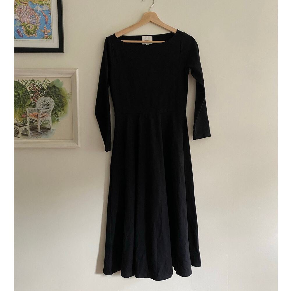 REFORMATION Wiley Knit Long Sleeve Black Dress Size Medium - Picture 3 of 8